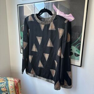 Vintage Geometric Black Animal Print Women's Blouse